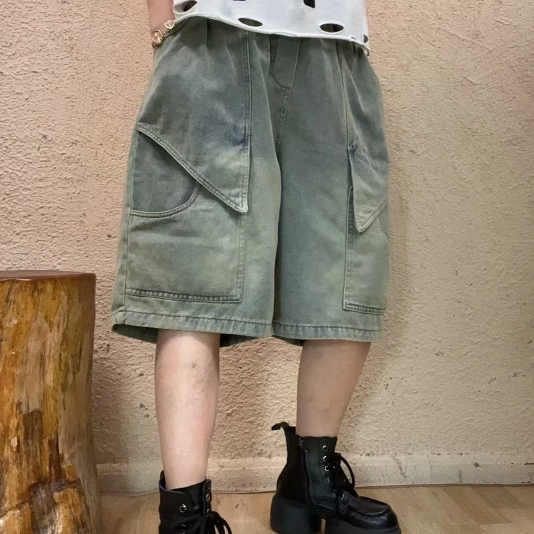 啵啵CM25968口袋压边角百搭牛仔短裤