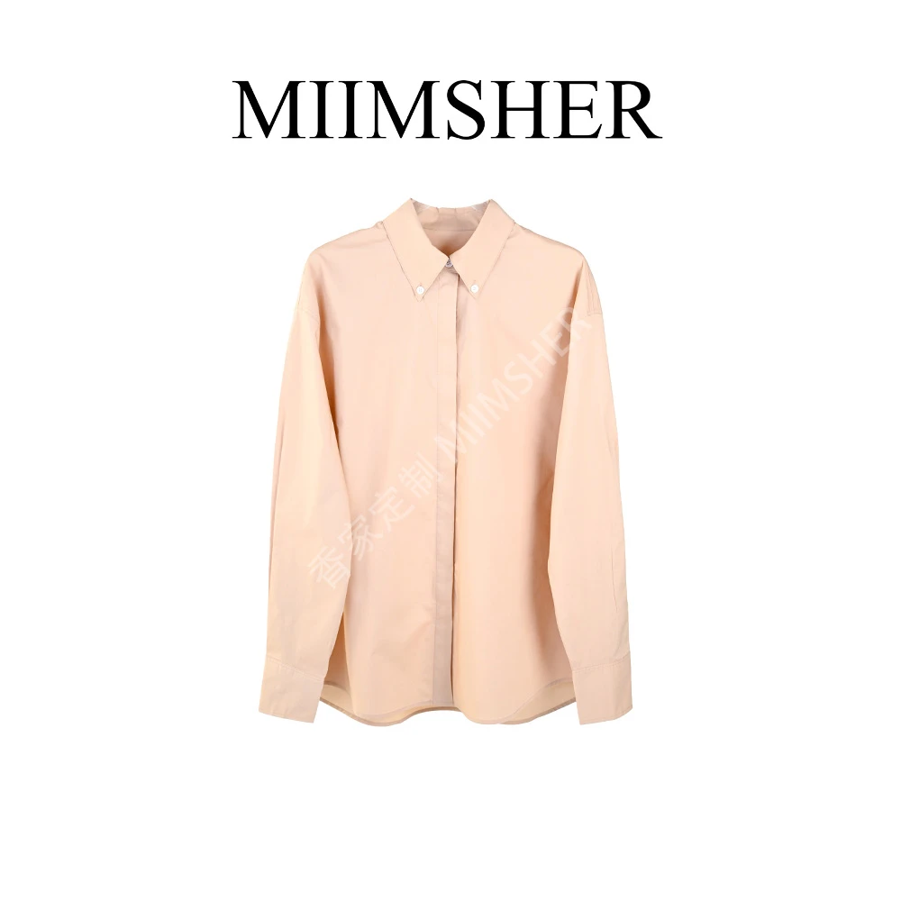 卡其色全棉秀款新品阔版百搭通勤精致上衣女衬衫MS243058