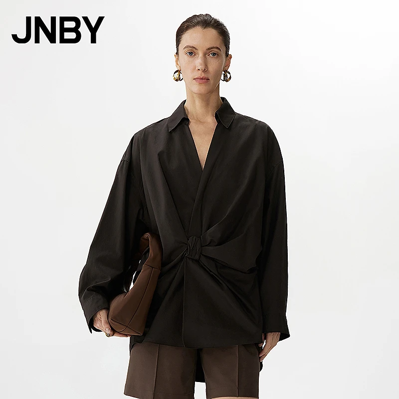 【商场同款新品】JNBY/江南布衣25春宽松V领蝴蝶结衬衫5P1212090