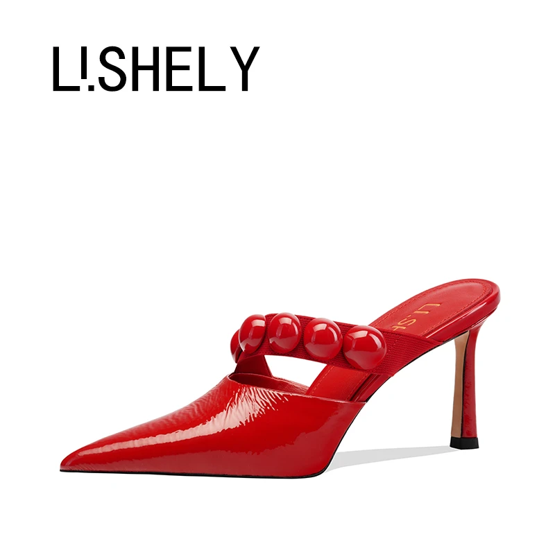 1180棱格枢机新款女士时尚爆款细跟高跟气质尖头包头半拖凉鞋女款