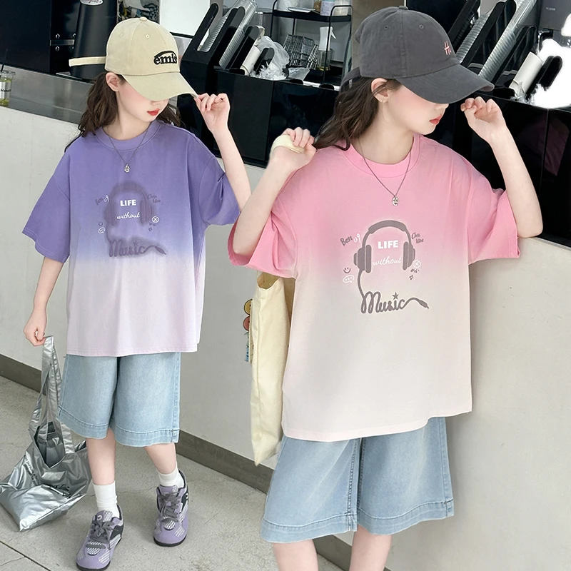 女童夏季短袖短裤套装2025新款儿童洋气韩版宽松休闲两件套中大童