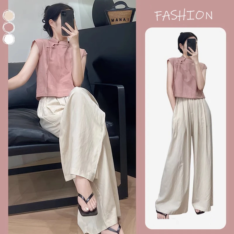 1741盐系杏色长裤轻熟高级感女早春2025新款阔腿裤气质高腰休闲