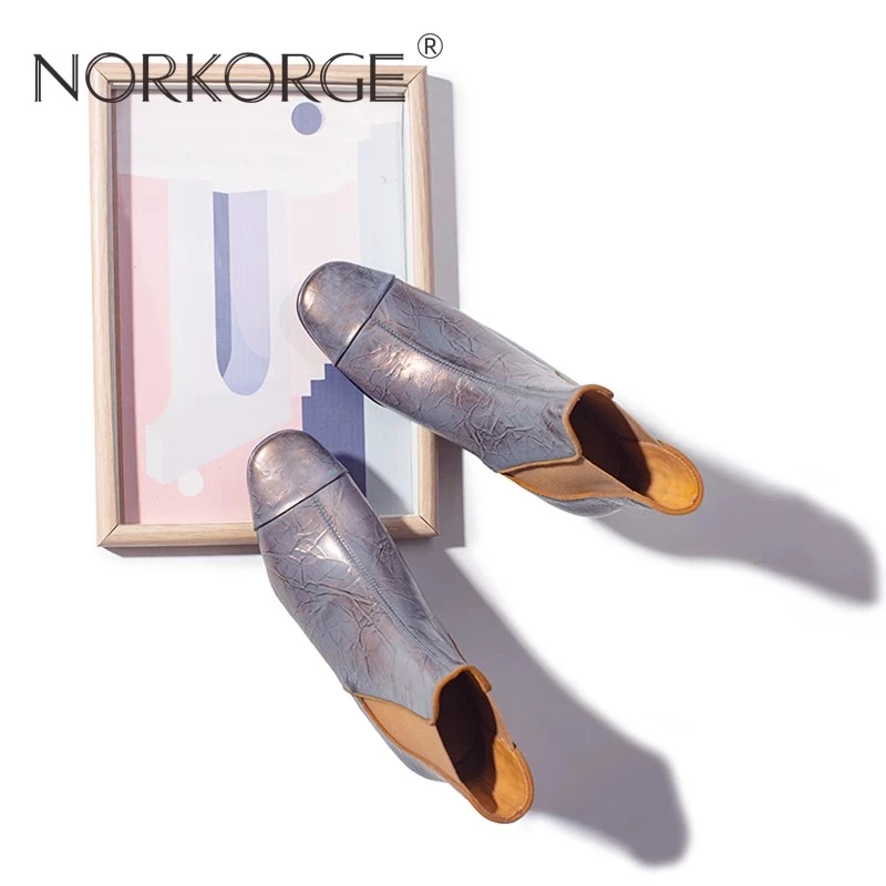 115-文艺蓝金色切尔西靴QC