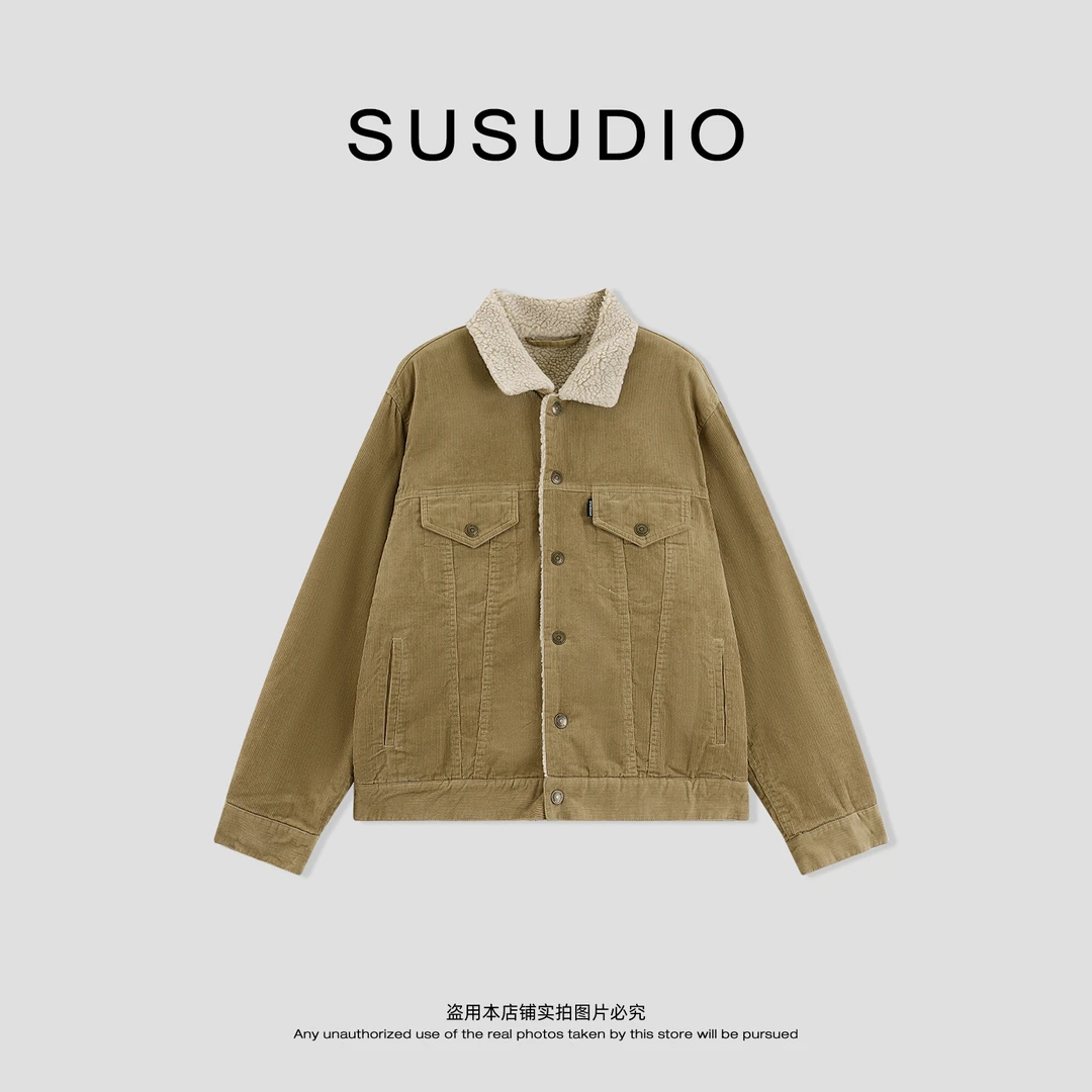 SUSUDIO 羊毛 早秋美式复古保暖加厚宽松灯芯绒外套70304
