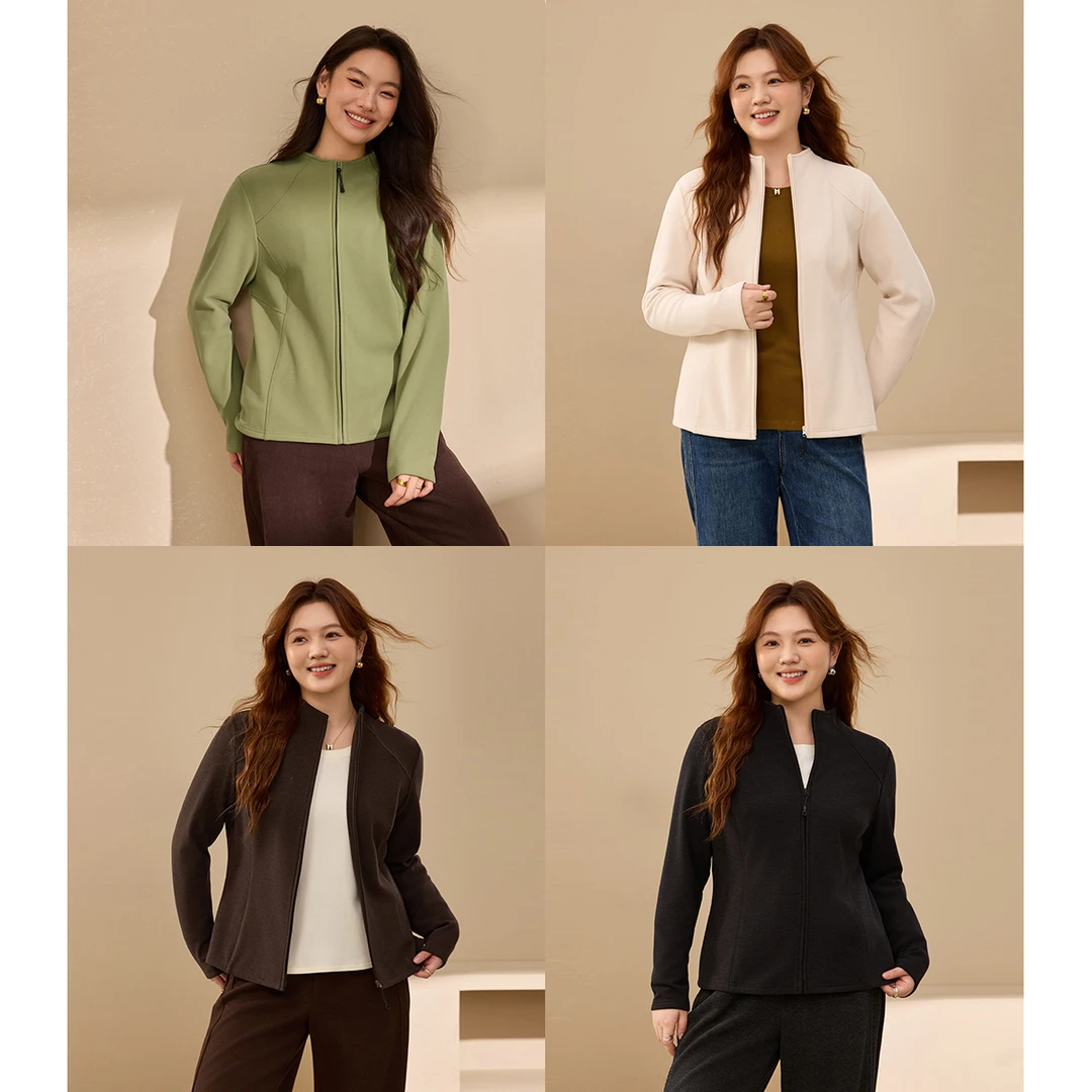 【舒适柔软抓毛外套】纤莉秀大码女装秋冬服饰保暖英伦风女装QK4463