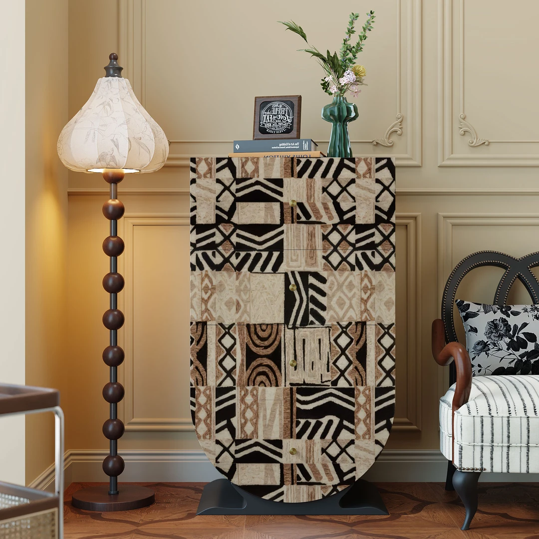 实木法式复古玄关柜四斗柜抽屉柜彩绘艺术餐边柜民宿置物柜收纳柜