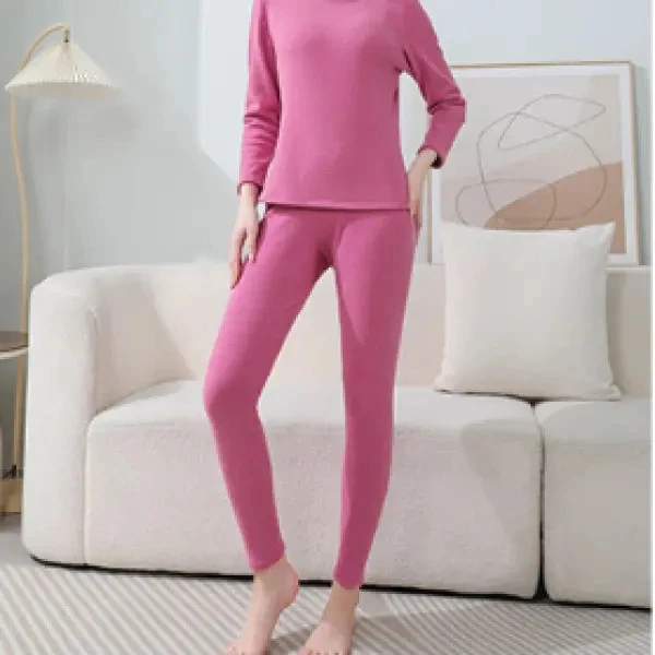 新疆长绒棉情侣保暖内衣套装亲肤秋衣秋裤套装圆领简洁内搭女