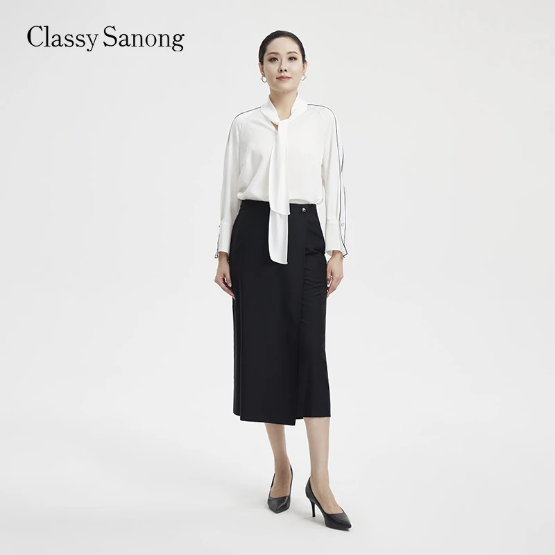 Classy Sanong精致优雅通勤飘带衬衫