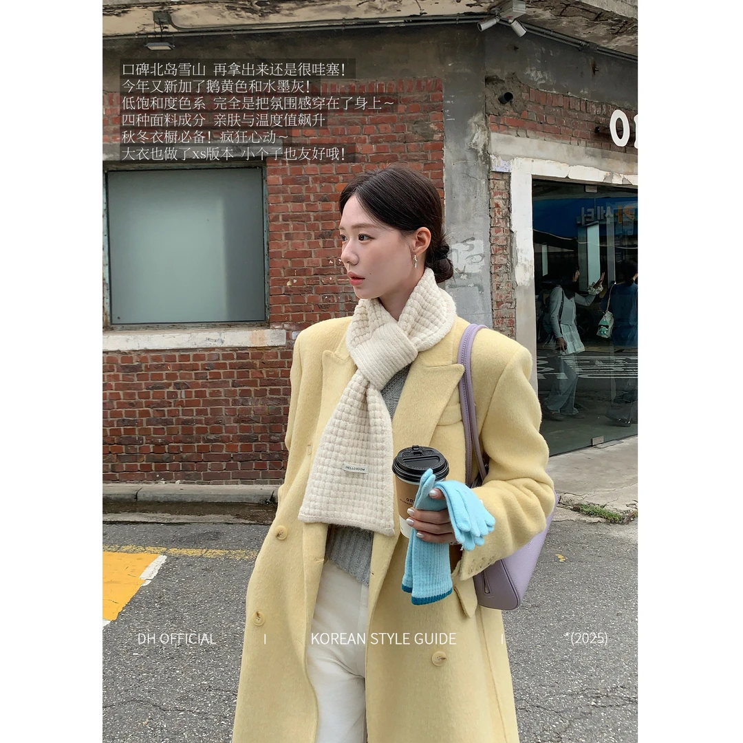 DH OFFICIAL 大花【北岛雪山 snow】韩版秋冬毛呢羊毛长款过膝大衣