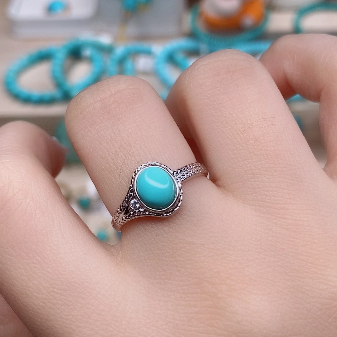 绿松石戒指银S925镶嵌