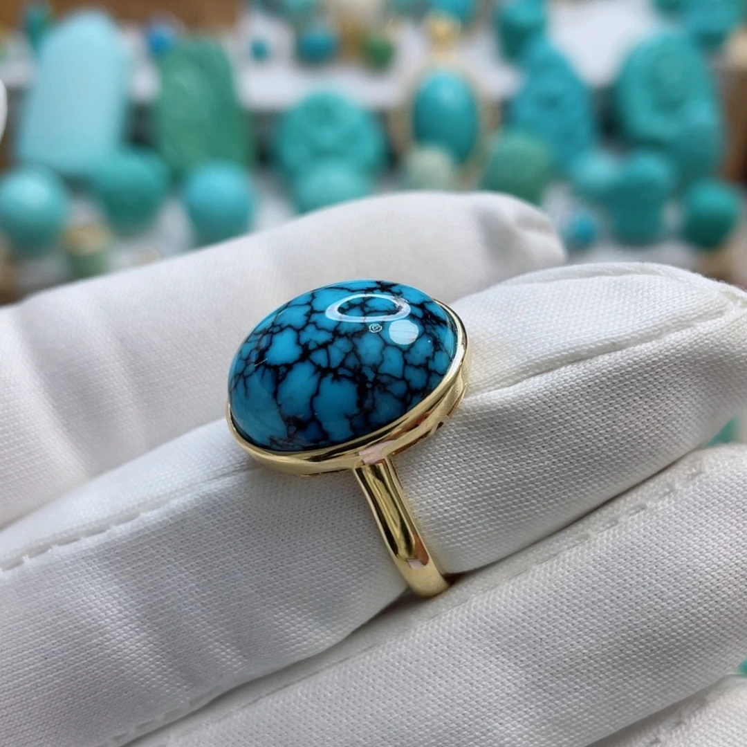 绿松石珠宝奇石18K金镶嵌