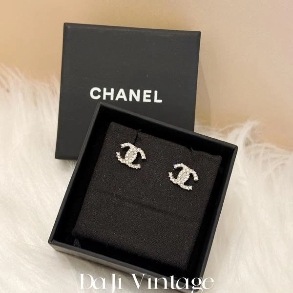 99新 Chanel/香奈儿 大吉中古/Chanel香奈儿双C满钻耳钉