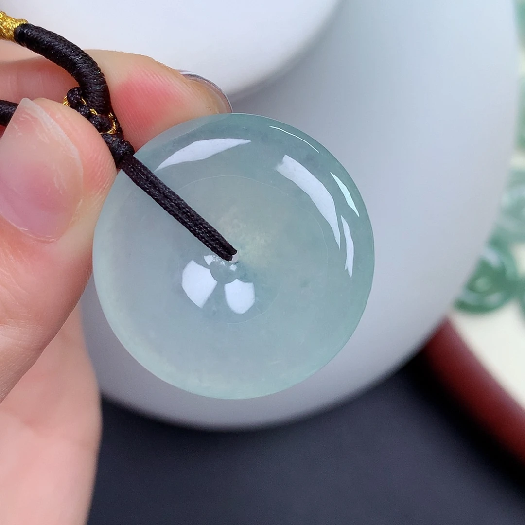 陈***竹翡翠未镶嵌颈饰平安扣29.5-6.3mm