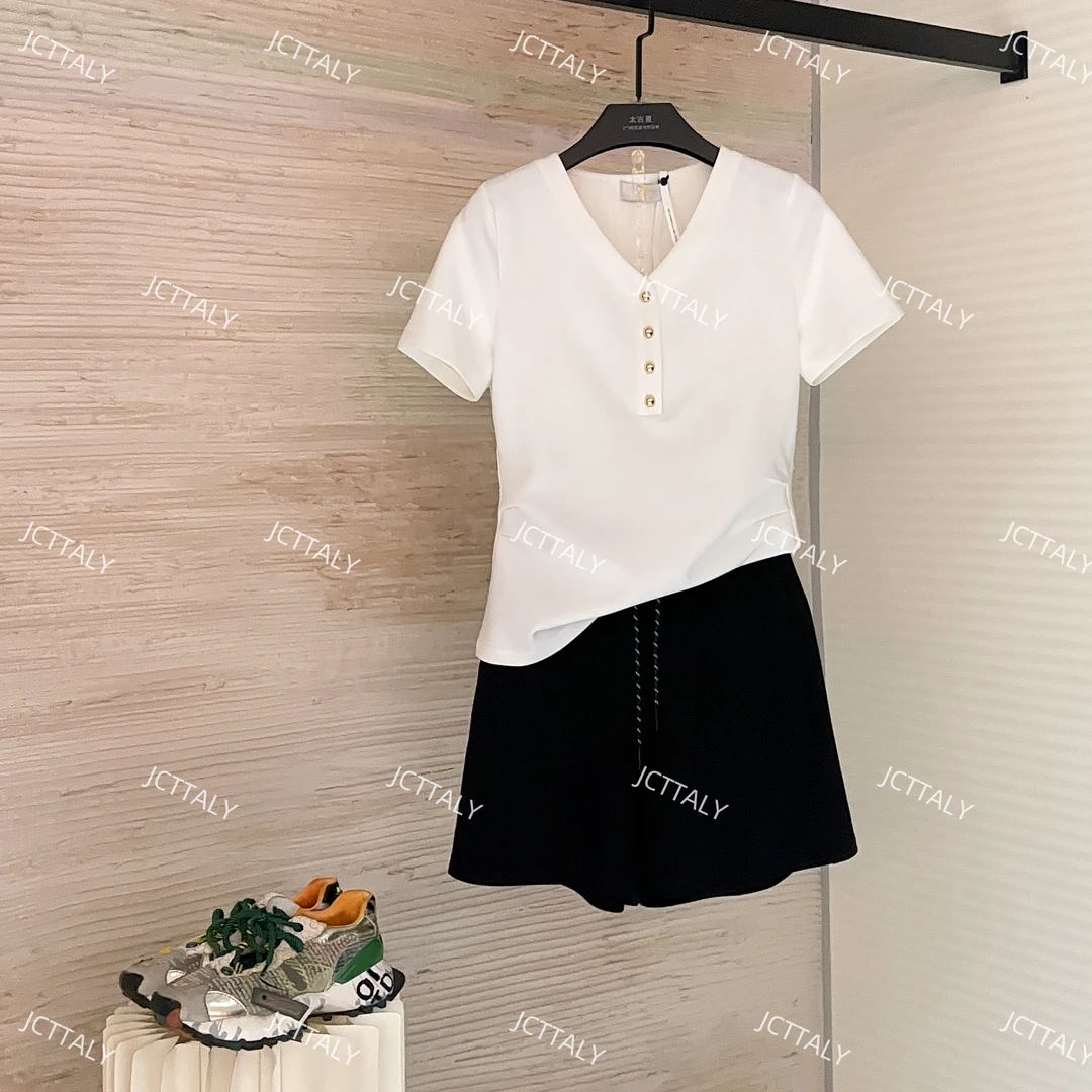 【宠粉价 】夏季新款设计感V领两件套微胖显瘦套装裙裤TZ-128