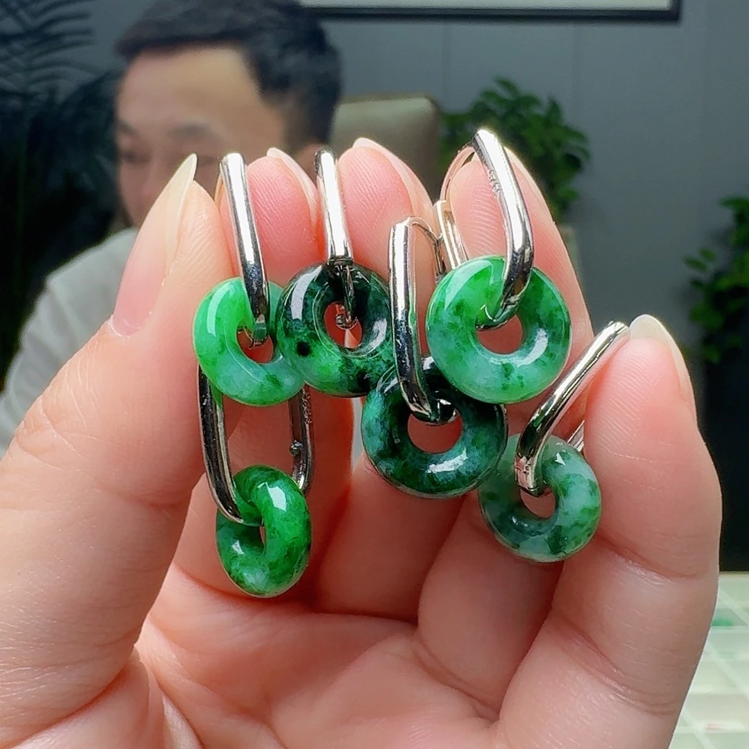 翡翠银S925镶嵌耳饰多样性发货其一