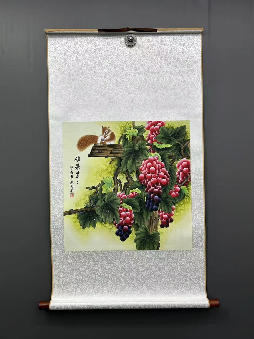 【闪购链接】斗方《硕果累累》精品卷轴装裱装饰画