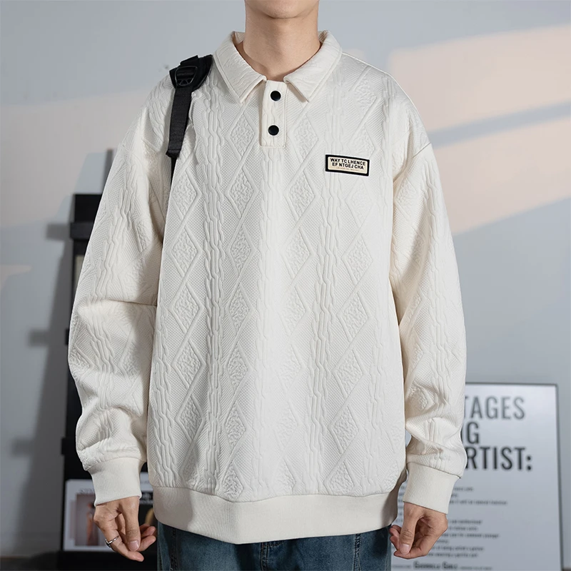 休闲卫衣男士2025新款大长袖卫衣潮流美式复古纹理上衣