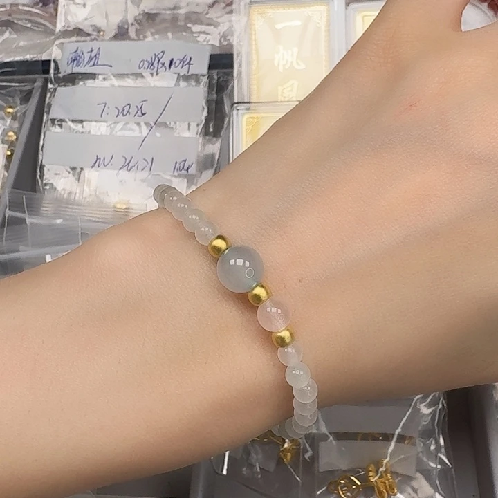 水晶手链足金镶嵌