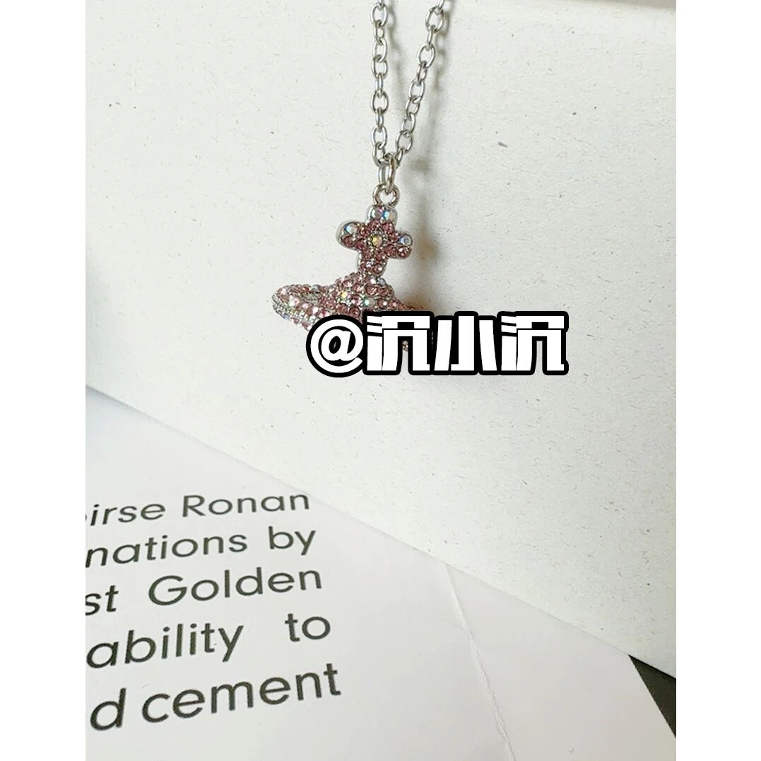 铜合金项链 【立体粉色星球】气质轻奢太后orb高版本精工项链X04