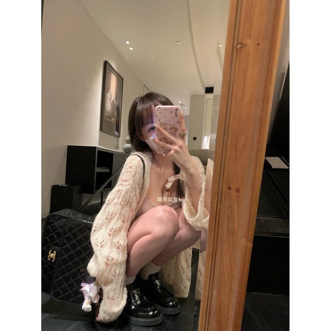 喵系女友 轻盈浮雕镂空外套女春夏薄款针织开衫法式温柔设计感