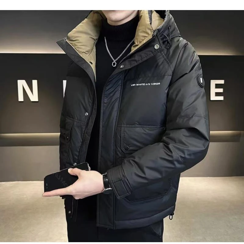 【现货羽】冬季新款纯色潮流时尚休闲连帽棉外套库8016*婷涛