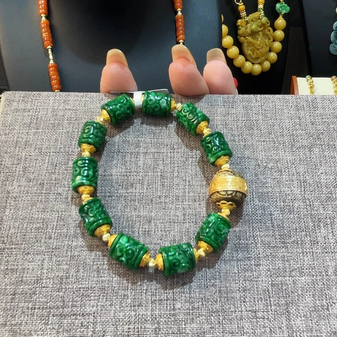 风***逸手链翡翠未镶嵌手串