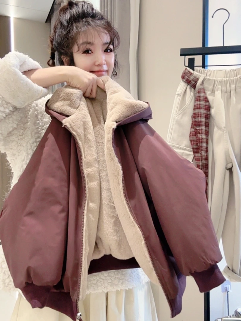 【木糖】男童秋冬双面穿加绒棉服新款中大儿童秋装连帽加厚外套