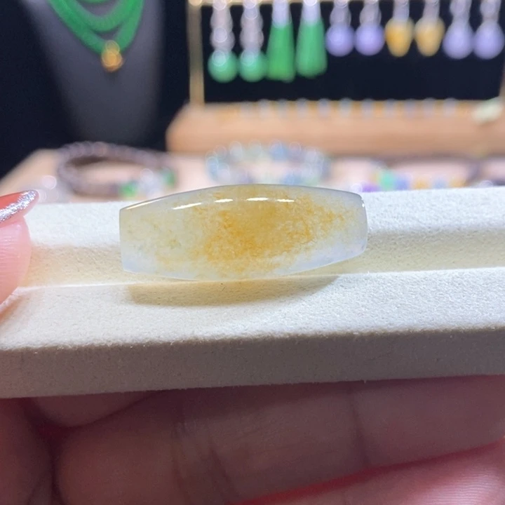 翡翠未镶嵌吊坠(不含链)翡翠冰飘黄橄榄珠