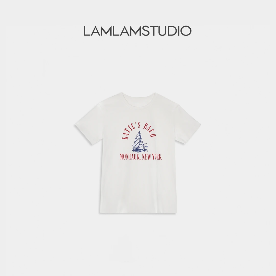 “海岸风情” 纯棉休闲帆船印花圆领百搭T恤 张一琳 L252455T