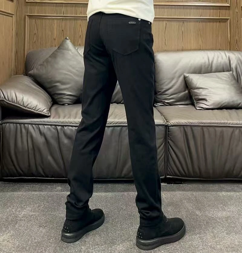 TF25秋冬JG176男士商务休闲简约含羊毛款英伦风直筒黑色牛仔裤