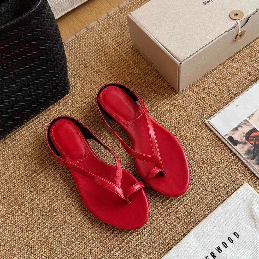 【薇薇绮】韩版套指细带夹脚人字拖夏季外穿小坡跟凉拖鞋 D558