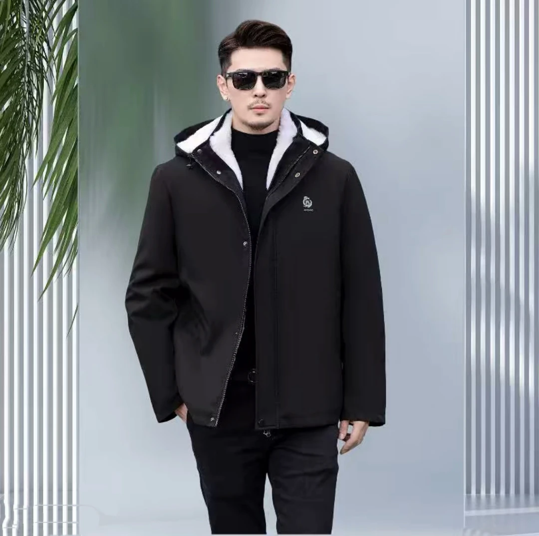 新款冬季皮毛一体上衣中老年防寒夹克内胆100%纯羊皮可拆卸