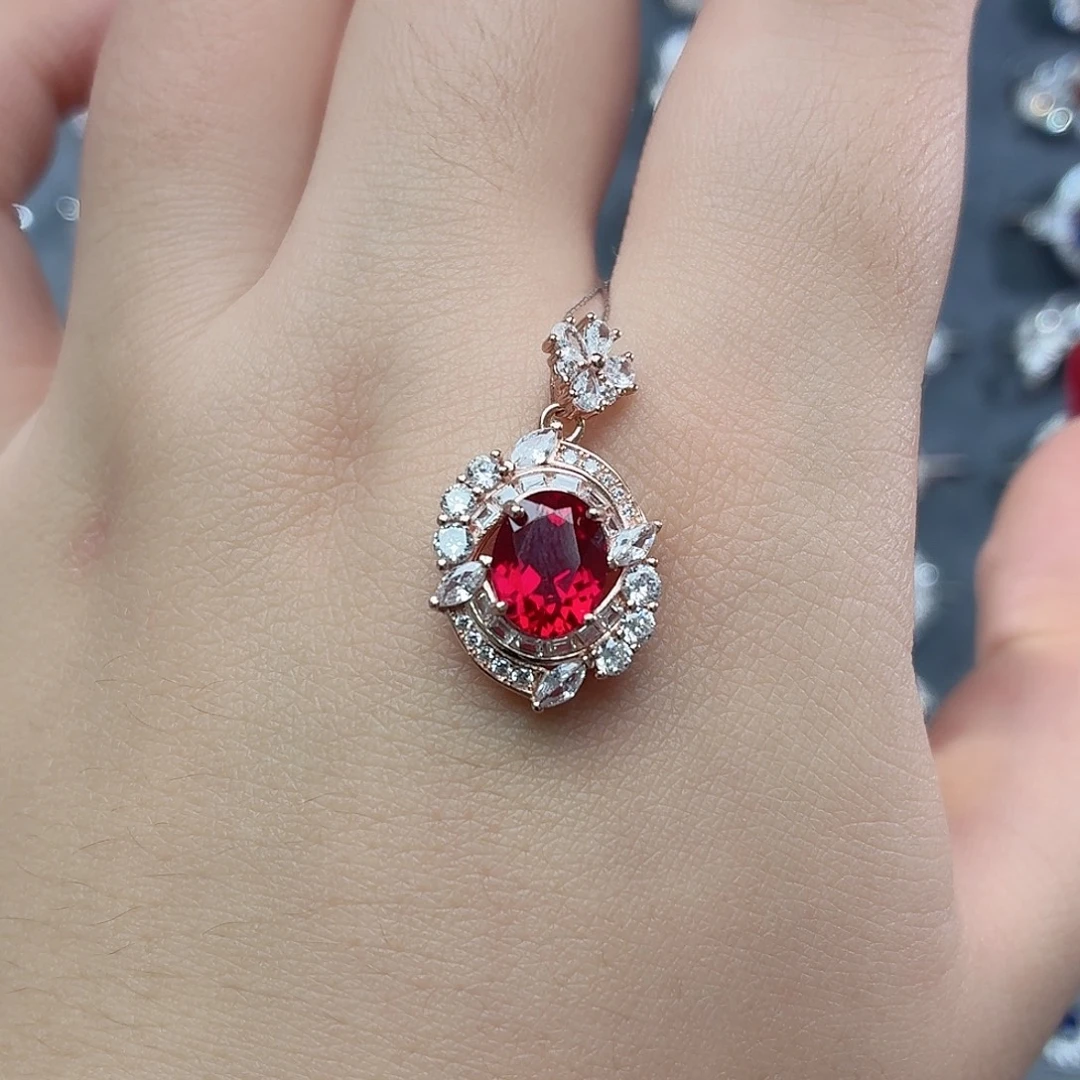 925银培育鸽血红色宝石
