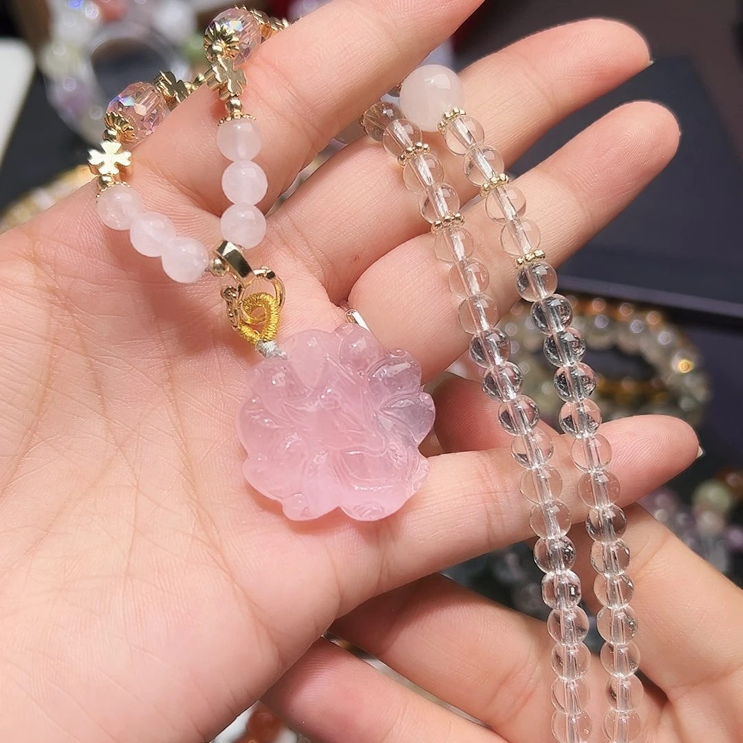 未镶嵌手链水晶粉水晶雕刻毛衣链12号