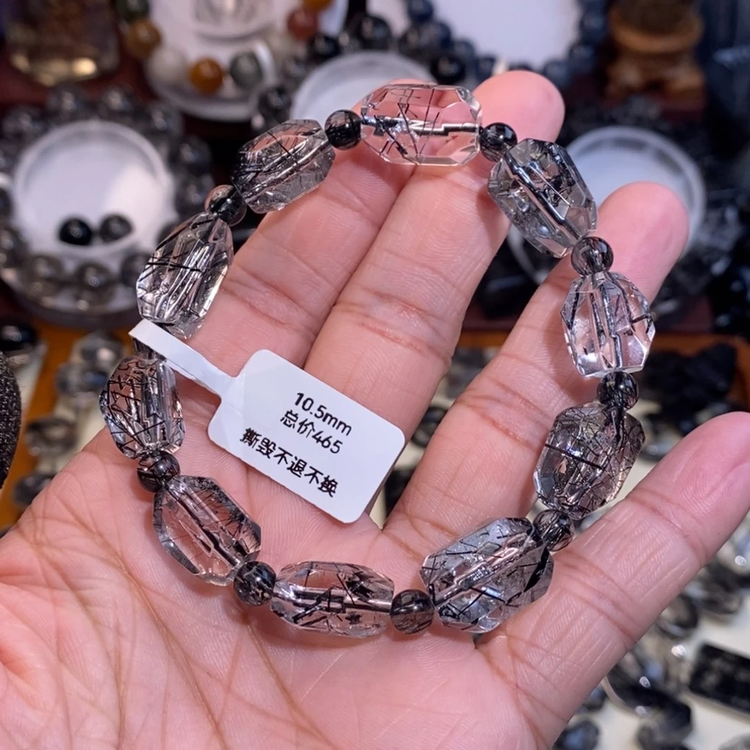 未镶嵌手链水晶黑发晶随型设计款全透体10.5mm
