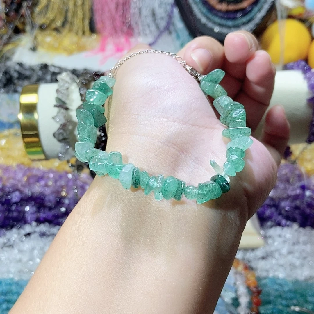 未镶嵌珠宝半成品水晶绿草莓手链