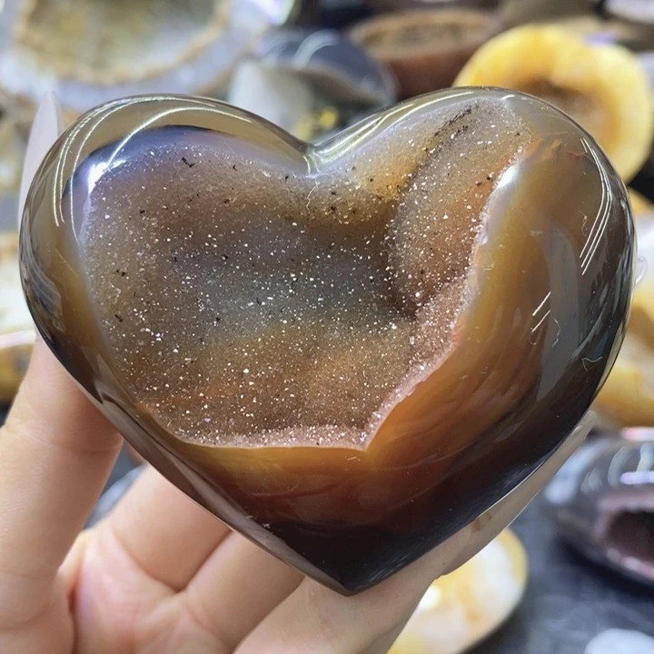 未镶嵌珠宝半成品紫晶彩虹爱心