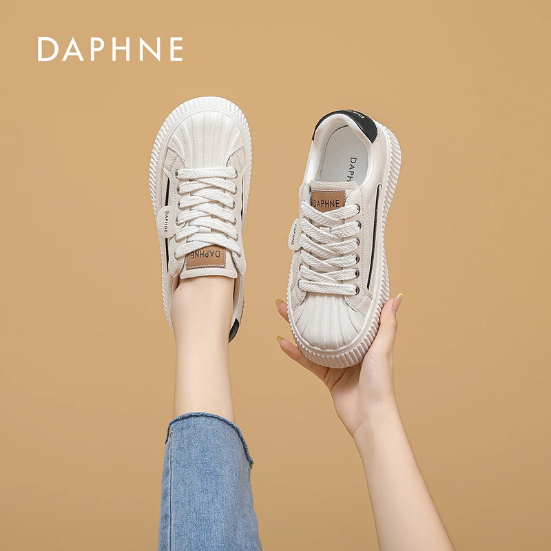 Daphne/达芙妮小白鞋时尚贝壳头女鞋2025秋季板鞋新款厚底休闲鞋