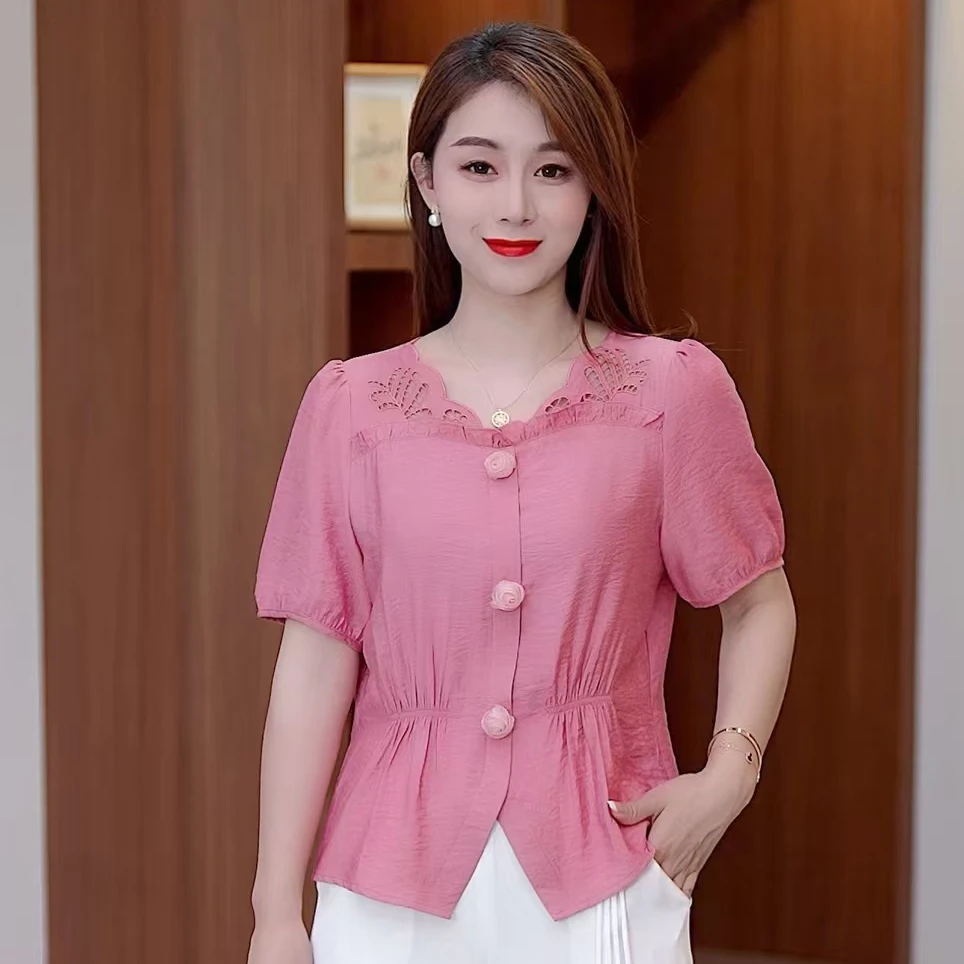 轻奢高端气质时尚显瘦百搭上衣2025夏新款别致摩登小众收腰小衫女