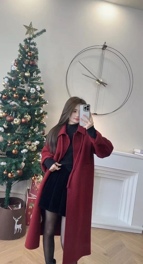 【PGXIAOM】mini定制红色长款羊毛大衣DY5764