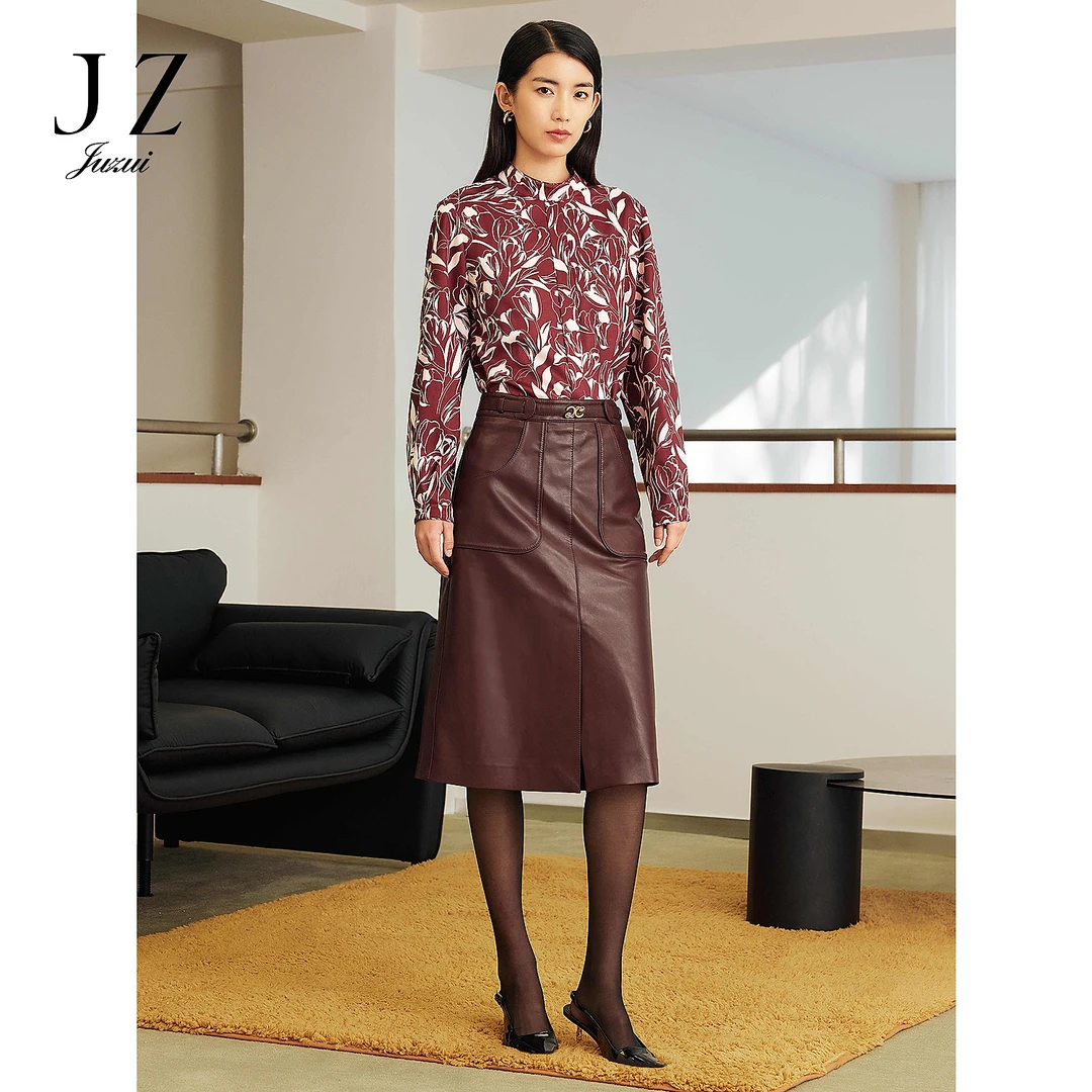 【小余专属】JZ玖姿JWFC20101商场同款轻熟开叉半身裙女春季款