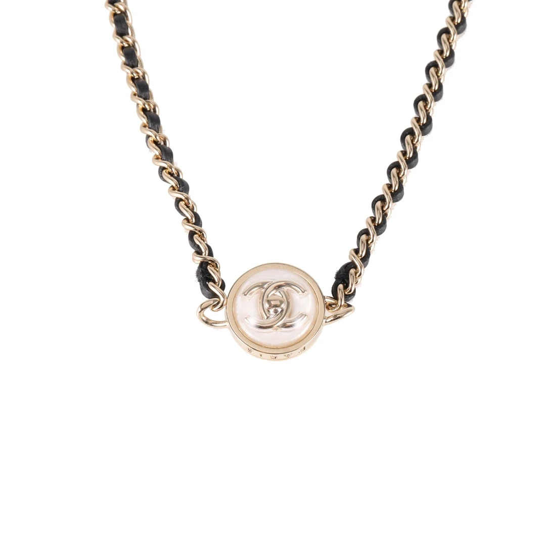 99新 Chanel/香奈儿 【66特价】23C 纽扣皮穿链Choker 项链