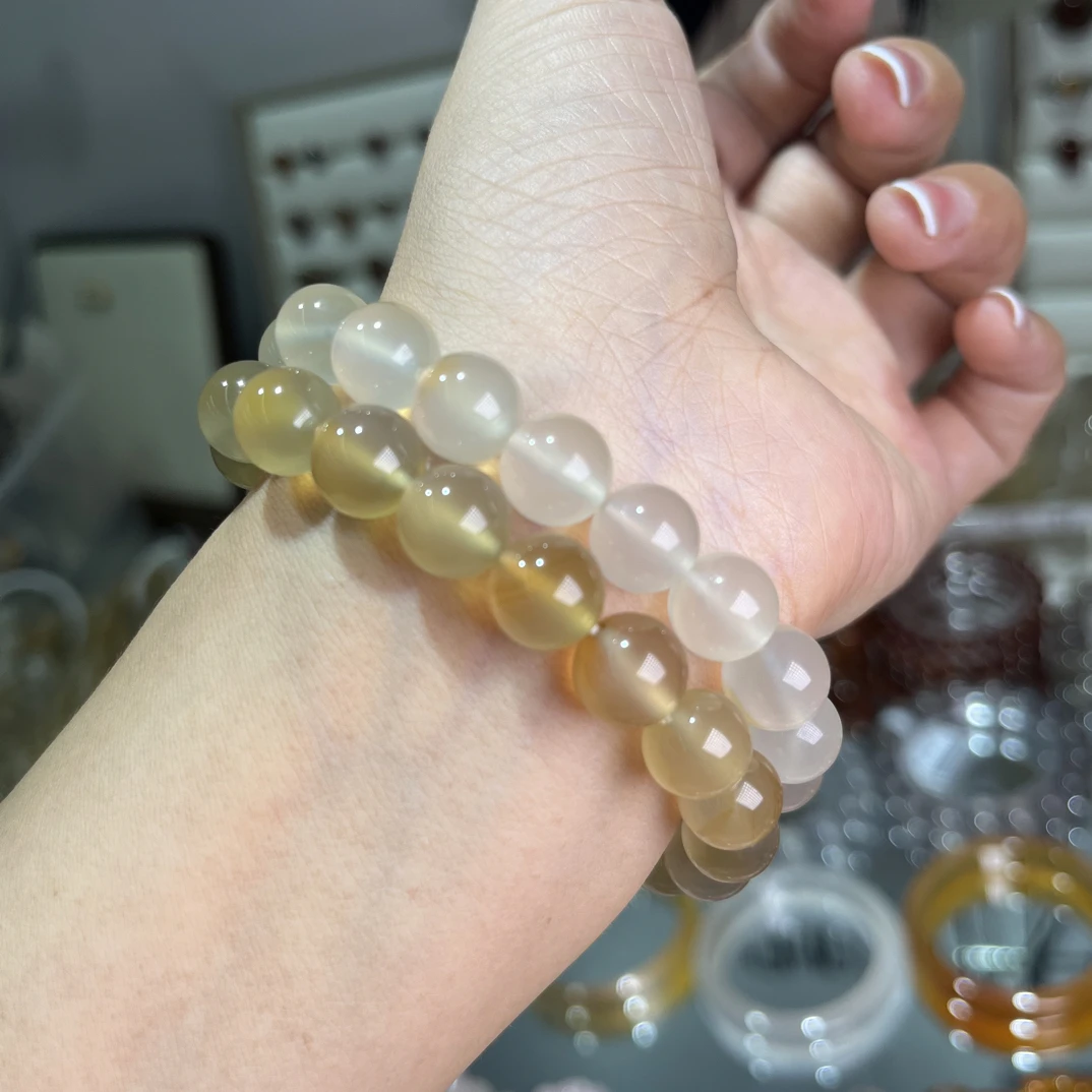 （10mm浅蜂蜜水）逊克北红玛瑙蜂蜜水浅香槟色单圈手串