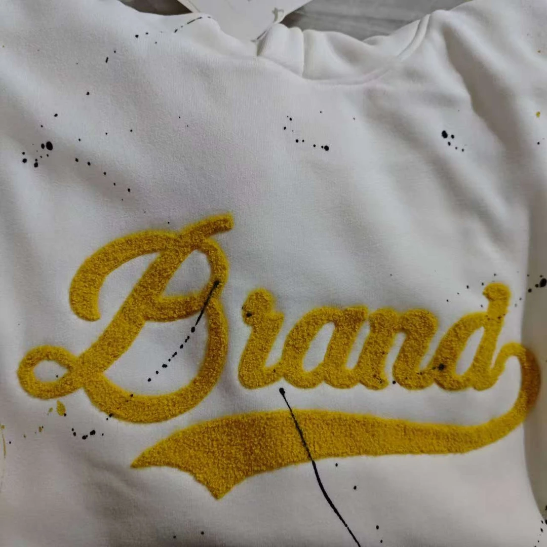 加绒连帽休闲泼墨毛巾绣宽松男女卫衣