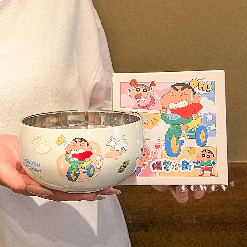 蜡笔小新不锈钢汤饭碗2025新款女生高颜值泡面碗儿童饭碗生日礼物