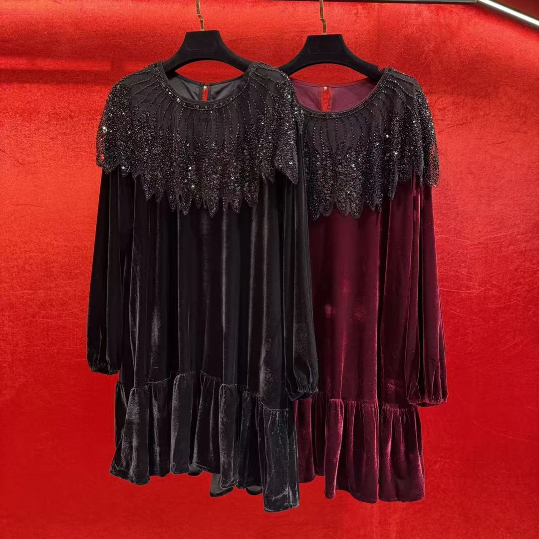 DanDancollectionstore【城堡之恋】重工领大码女装连衣短裙387
