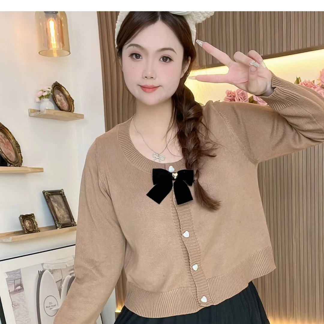 【青苍】XQ2059温柔蝴蝶结小香风设计感长袖毛衣外套