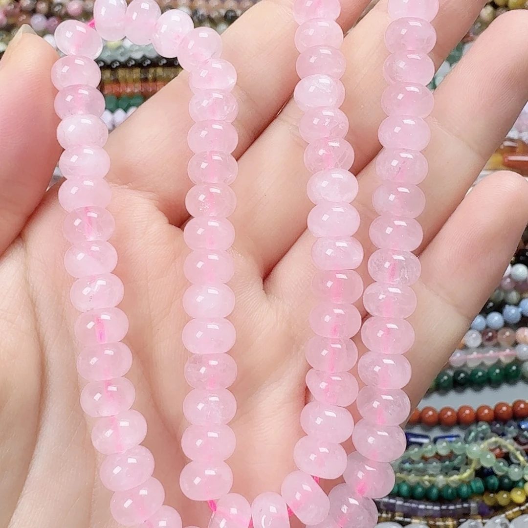玛瑙/玉髓合金珠宝半成品卡8粉水晶算盘一条