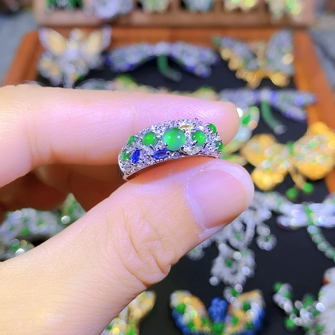 吊坠(不含链)银S925镶嵌翡翠