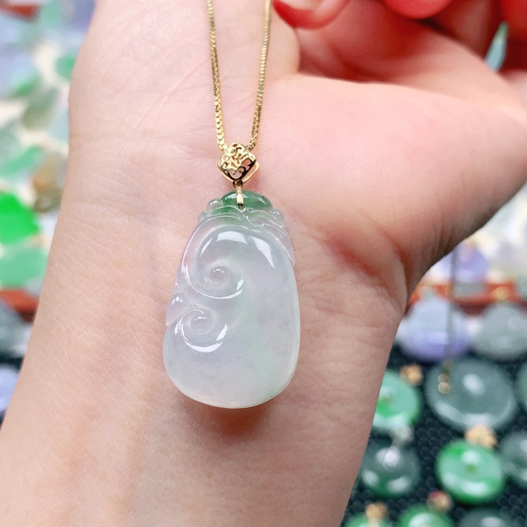 翡翠18K金镶嵌吊坠(不含链)